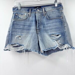 7 For All Mankind Light Blue Distressed Jean Shorts